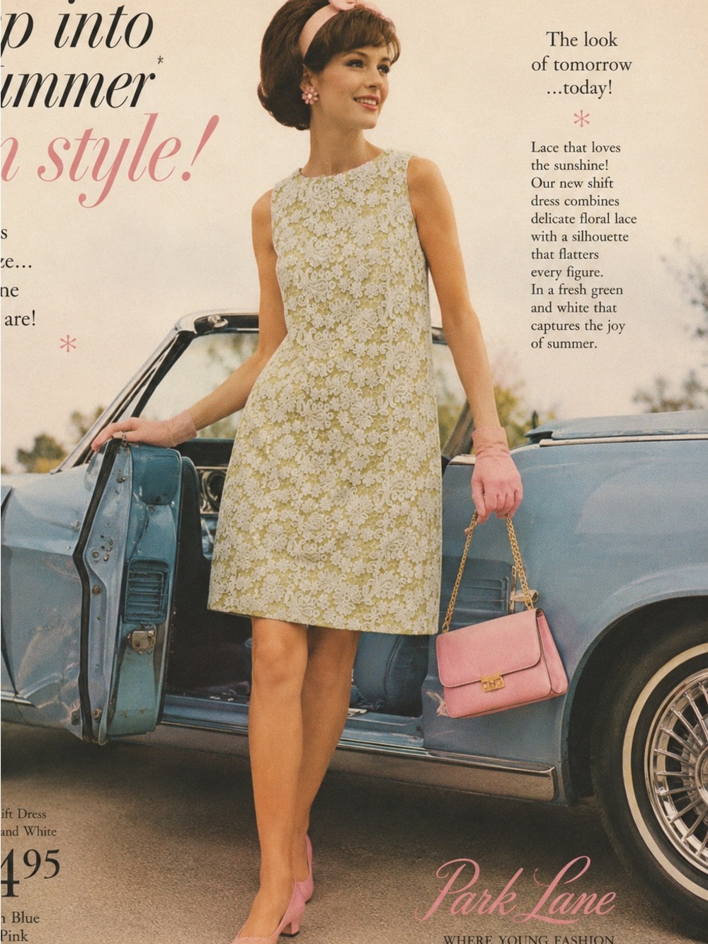 Green and White Lace Shift Dress - Sleeveless Classic, Timeless Summer Dress